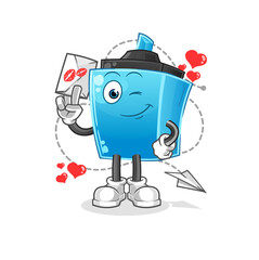 marker pen hold love letter illustration. character vector