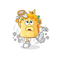 bread with honey catch butterfly illustration. character vector