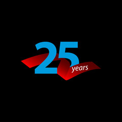 25 Years Anniversary Celebration Vector Template Design Illustration - obrazy, fototapety, plakaty