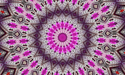 Purple repeating flower ornate mandala pattern background - abstract symmetrical ornament wallpaper graphic.