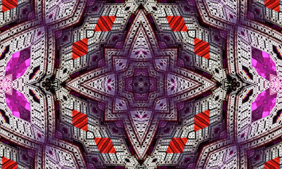 Purple repeating flower ornate mandala pattern background - abstract symmetrical ornament wallpaper graphic.