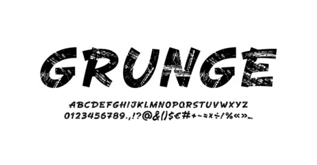 Brush handwritten shabby font, script rough alphabet, calligraphy cursive grunge typeface in style of hand drawn