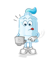 toothpaste with laptop mascot. cartoon vector