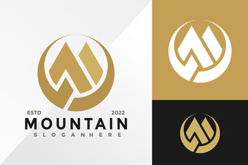 Letter M Mountain Outdoor Logo Design Vector illustration template