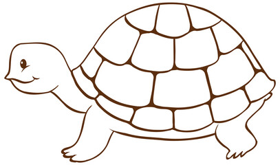 Turtle in doodle simple style on white background