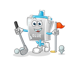 glue playing golf vector. cartoon character