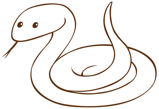 Snake in doodle simple style on white background