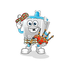 glue scottish with bagpipes vector. cartoon character