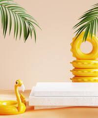 podium with summer concept for product display.