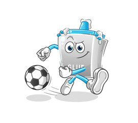 glue kicking the ball cartoon. cartoon mascot vector