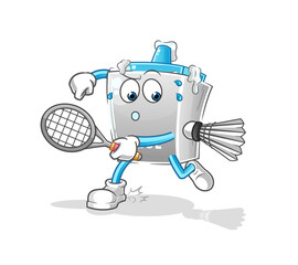 glue playing badminton illustration. character vector