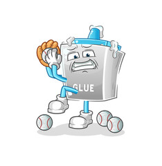 glue baseball pitcher cartoon. cartoon mascot vector