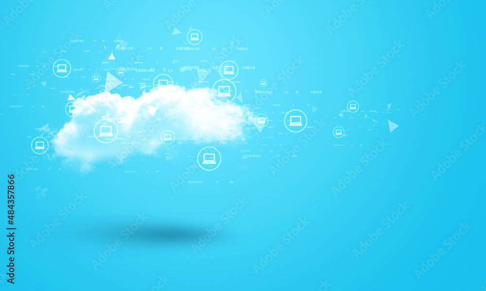 Poster cloud network in abstract technology background. cloud networking concept