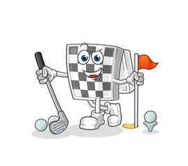 chessboard playing golf vector. cartoon character