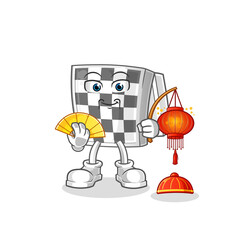 chessboard Chinese with lanterns illustration. character vector