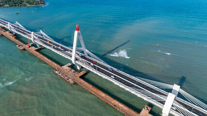 Aerial view of Tanzanite Bridge in Dar es Salaam