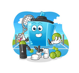 marker pen plays tennis illustration. character vector