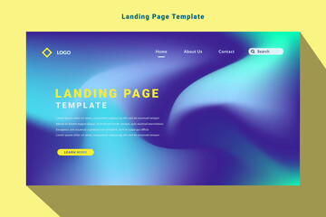 modern landing page template design, abstract gradation fluid style, blue color, background vector graphic