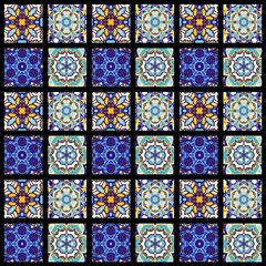 Abstract ornamental decorative pattern of squares. Mosaic art ornamental texture.