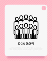 Social groups thin line icon. Modern vector illustration.