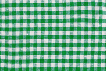 XXXL Size Checkered Tablecloth Fabric Plaid. Green With White Tartan Square Pattern As Background. Linen Plaid Fabric Tablecloth. Abstract Background, Green And White Colors Tartan Square Pattern