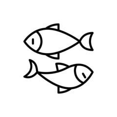 Pisces thin line icon. Modern vector illustration of astrological sign or logo for fish restaurant.