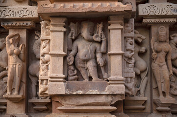 LAKSHMANA TEMPLE: Standing Ganesha Sculpture.Western Group, Khajuraho, Madhya Pradesh, India