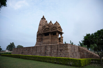 Fototapeta na wymiar JAVARI TEMPLE: Facade - South East View, Eastern Group, Khajuraho, Madhya Pradesh, India, UNESCO World Heritage Site