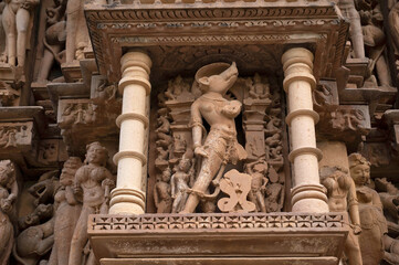 VAMANA TEMPLE: Vamana or Vishnu boar incarnation avatar sculture, Eastern Group, Khajuraho , Madhya...