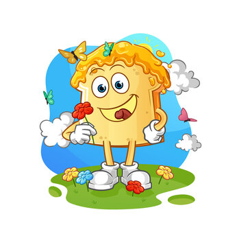 bread with honey pick flowers in spring. character vector