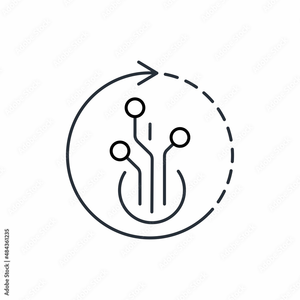 Poster electronic process activation. vector linear icon isolated on white background
