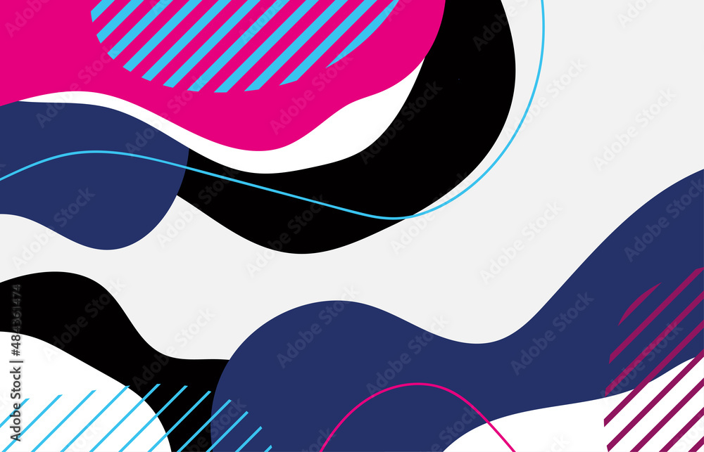 Poster abstract colorful doodles template design of overlapping background. design with minimal style artwo