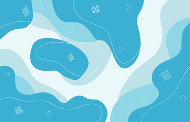 Abstract blue doodles design artwork decorative style. Minimal template of blue light sea background. Illustration vector