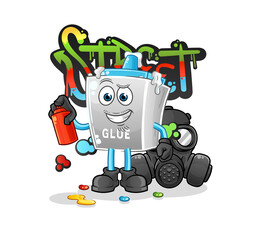 glue graffiti artist vector. cartoon character