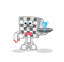 chessboard waiter cartoon. cartoon mascot vector