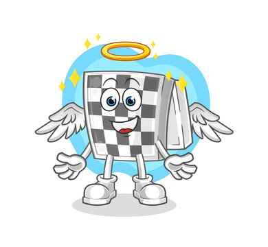 chessboard angel with wings vector. cartoon character