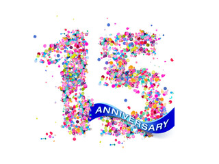 15 colorful confetti number anniversary 
