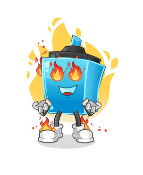 marker pen on fire mascot. cartoon vector