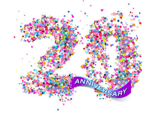 20 rainbow confetti number anniversary 
