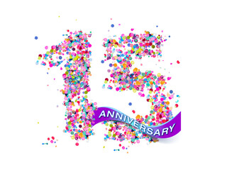 15 rainbow confetti number anniversary 