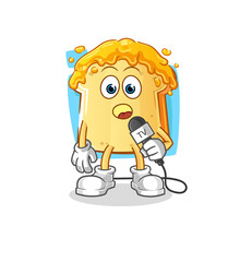 bread with honey tv reporter cartoon. cartoon mascot vector
