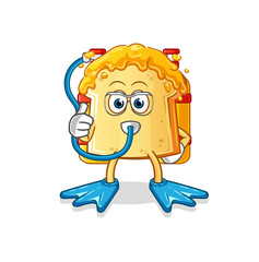 bread with honey diver cartoon. cartoon mascot vector