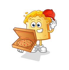 bread with honey pizza delivery boy vector. cartoon character