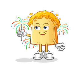 bread with honey with fireworks mascot. cartoon vector