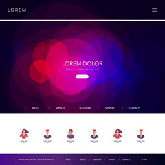 Website Template for Your Business with Colorful Bubbly and Blurred Abstract Header Design