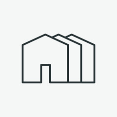 house, home, building icon vector on grey background 