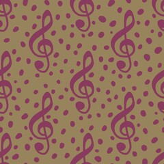 Fototapeta premium Music seamless treble clef pattern for fabrics and textiles and packaging and linens and wrapping paper