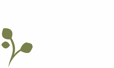 white background with leaf motif in the bottom corner