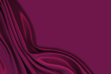 Beautiful elegant wavy dark fuchsia pink satin silk luxury cloth fabric texture with monochrome background design. Copy space