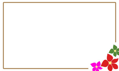 white background with squares and flowers in the bottom corner